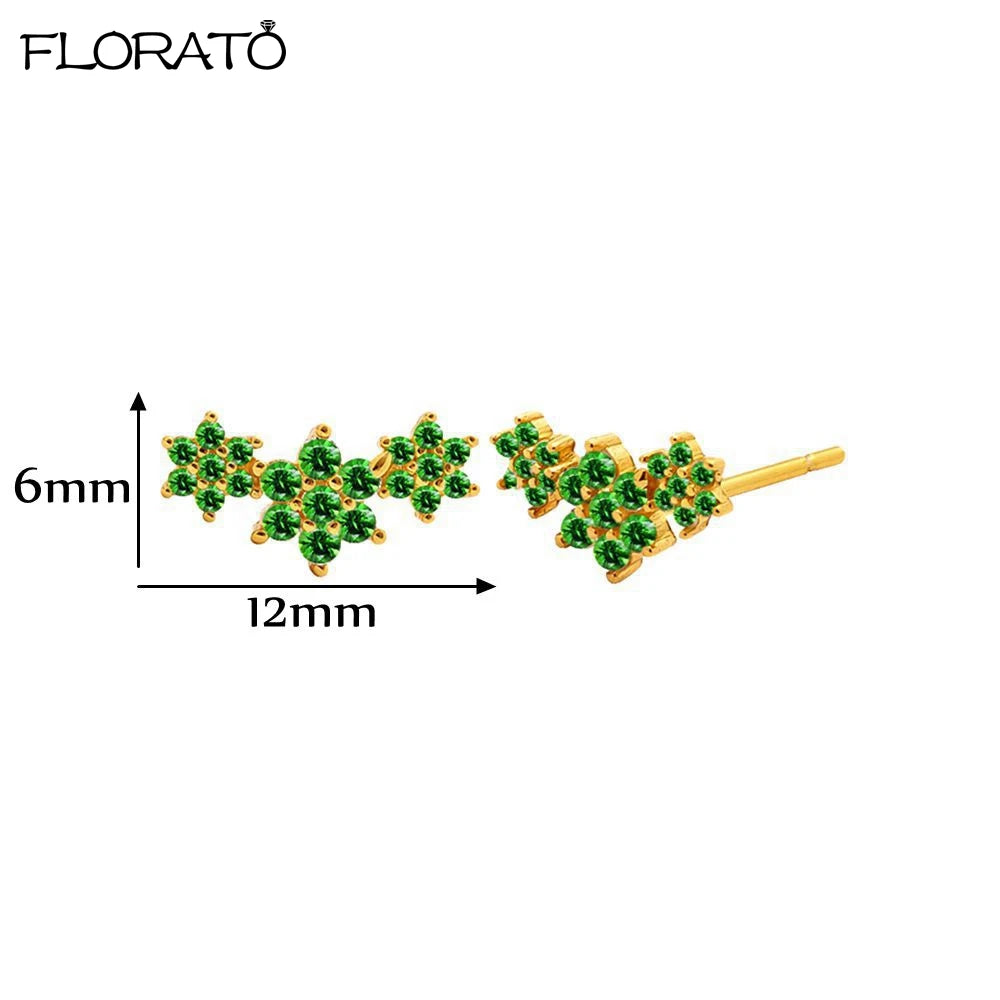 925 Sterling Silver Needle Luxury Green Zircon Pendant Earrings Trend Gold Color Small Hoop Earrings for Women Fashion Jewelry