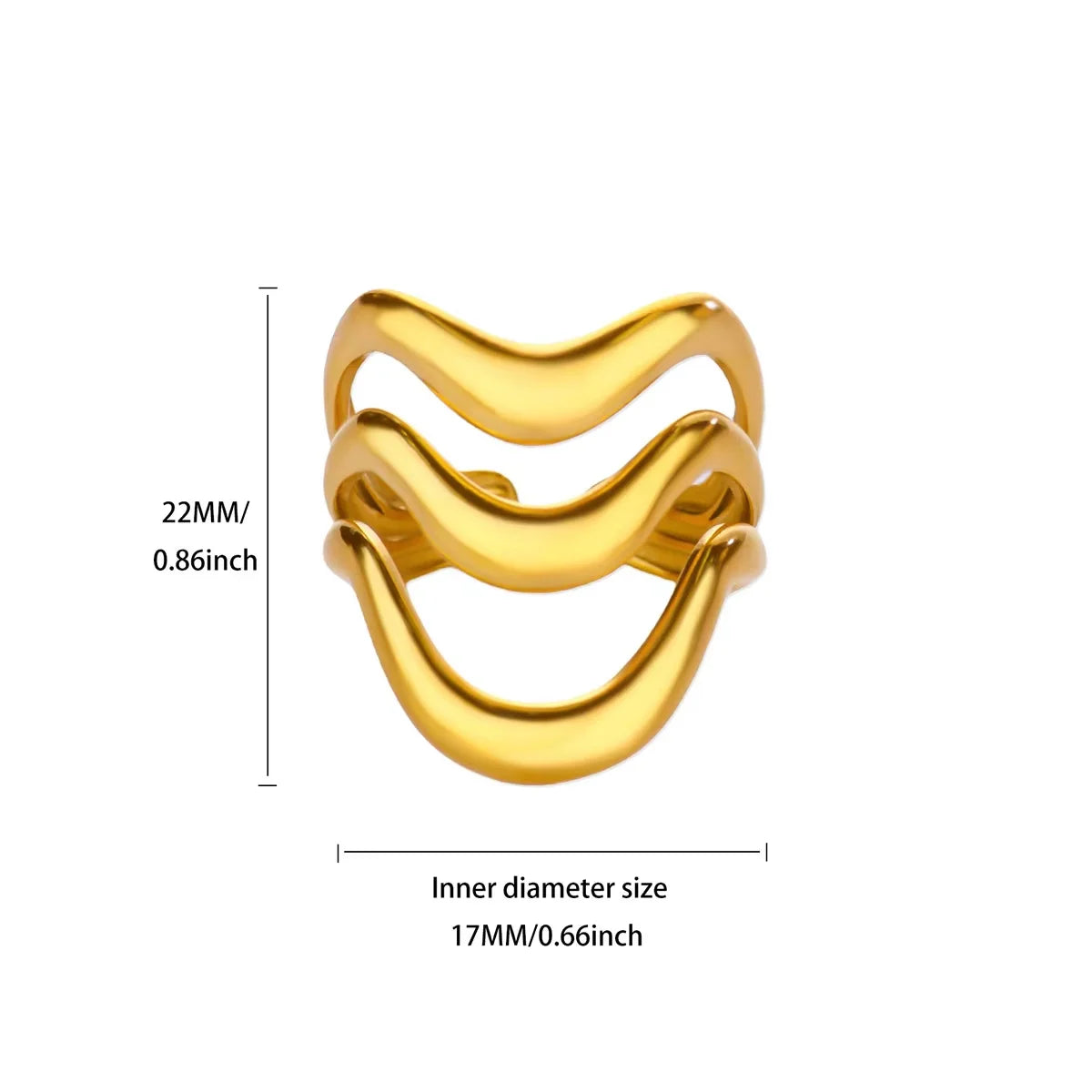 Stainless Steel Irregular Wave Rings For Women Creative Gold Color Adjustable Open Ring Female Jewelry Punk Rapper Anillos Gifts