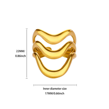 Stainless Steel Irregular Wave Rings For Women Creative Gold Color Adjustable Open Ring Female Jewelry Punk Rapper Anillos Gifts