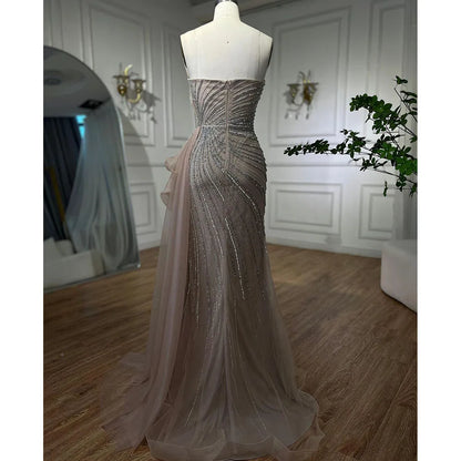 Serene Hill Dubai Green Beaded Mermaid High Split Evening Dresses 2025 Prom  For Party LA72090 Customized