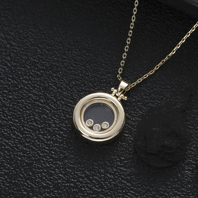 Luxury Round Shape Stackable Pendant Necklace Beautiful Full Cubic Zircon Tennis Chain Dubai Women Party Jewelry Gift D1571