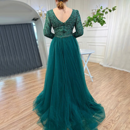 Serene Hill  Mermaid Beaded  Blue Muslim  Evening Dresses Gowns  with Detachable Skirt 2025  LA71750 Customized