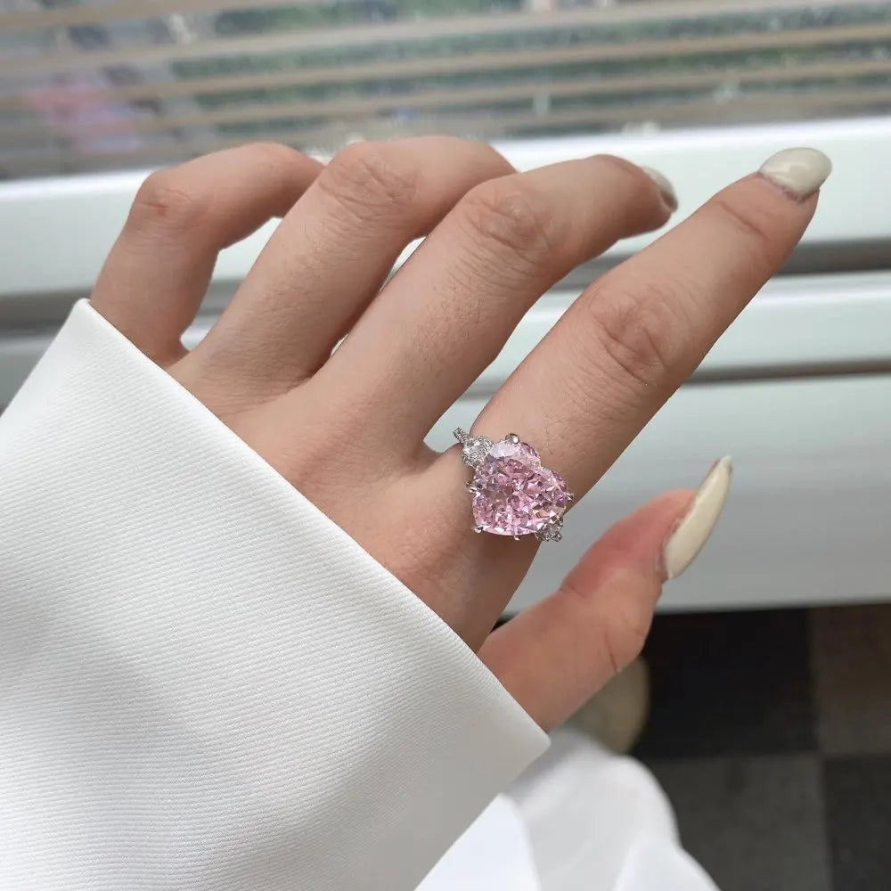 EUREKA 925 Sterling Silver Crushed Ice Cut Lab Pink Sapphire Gemstone Ring For Women Wedding Engagement Jewelry