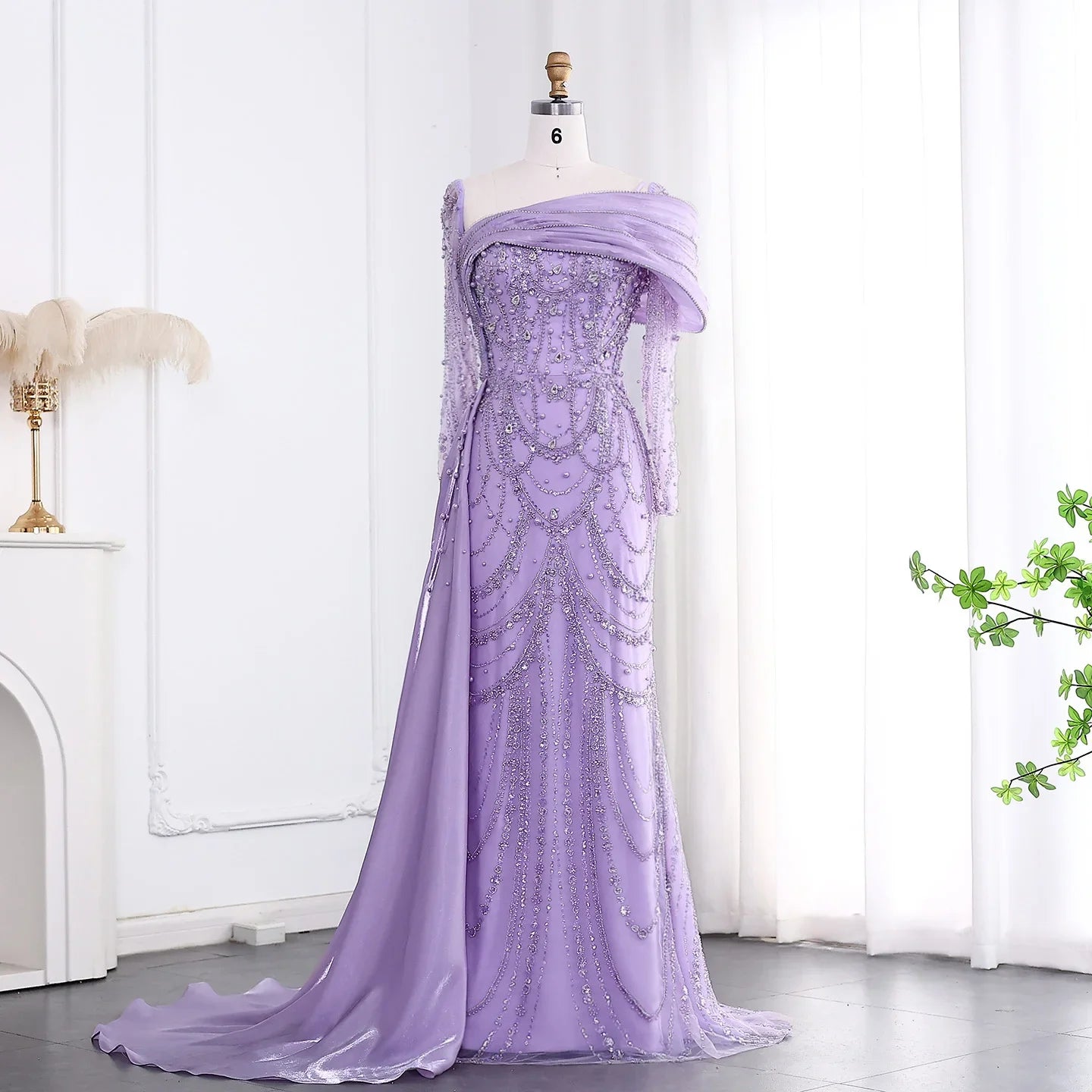 Sharon Said Nude Luxury Crystal Mermaid Evening Dress with Overskirt Long Sleeve Dubai Wedding Formal Prom Gown SS256 Customized