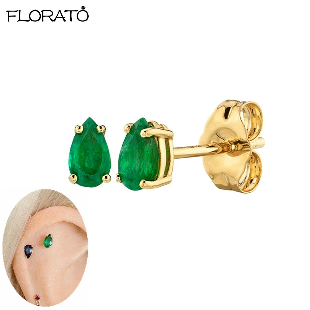 925 Sterling Silver Needle Luxury Green Zircon Pendant Earrings Trend Gold Color Small Hoop Earrings for Women Fashion Jewelry