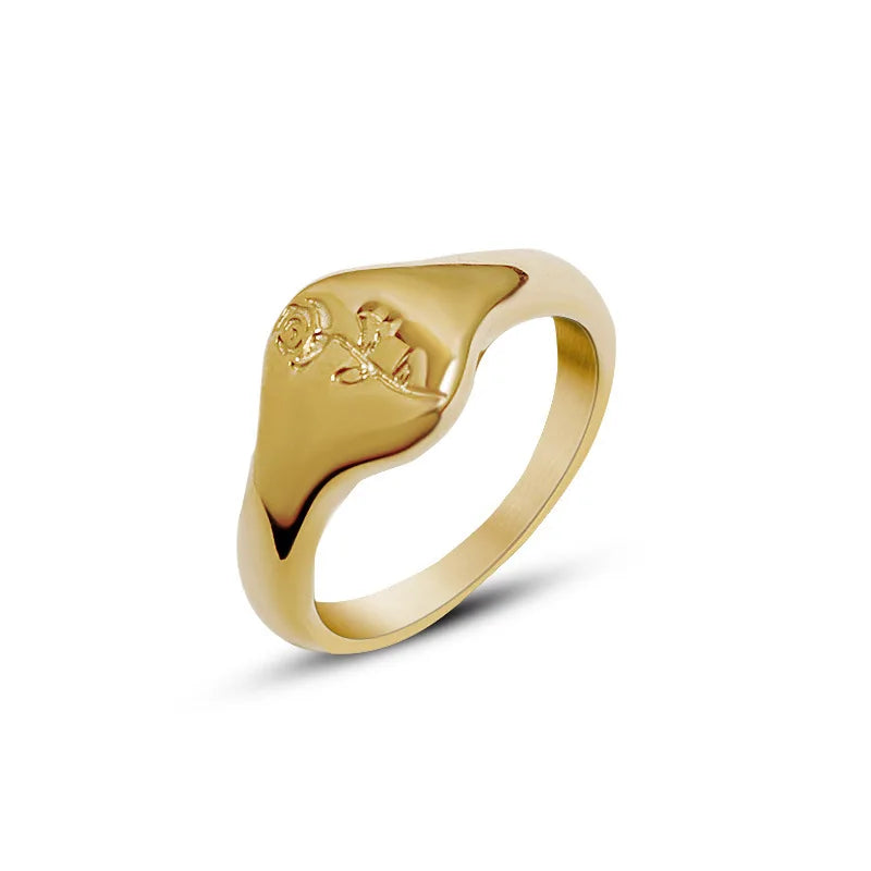Fashion Irregular Stainless Steel Waterproof Open Ring Personality Charms PVD Real Gold 18K Plated Trendy Jewelry Gifts for Wome