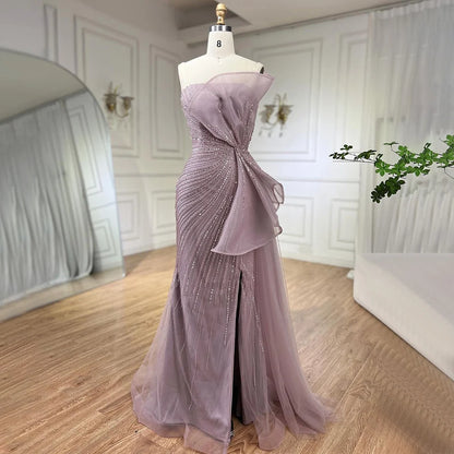 Serene Hill Dubai Green Beaded Mermaid High Split Evening Dresses 2025 Prom  For Party LA72090 Customized