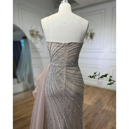 Serene Hill Dubai Green Beaded Mermaid High Split Evening Dresses 2025 Prom  For Party LA72090 Customized
