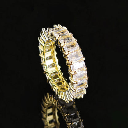 Luxury Designer Trendy Gold Color Eternity Band Gold Plated Ring for Women Free Items Gift Jewelry Wholesale Moonso Z84