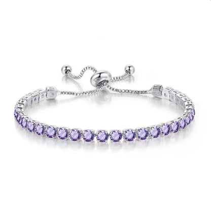 Adjustable Colorful Birthstone Tennis Bracelets for Women 4MM Crystal Bangle Girls Hand Chain Trend Jewelry Accessories H133
