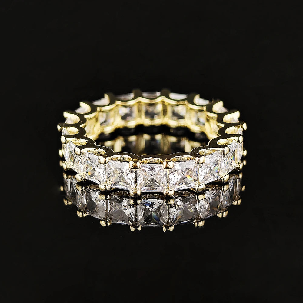 Luxury Designer Trendy Gold Color Eternity Band Gold Plated Ring for Women Free Items Gift Jewelry Wholesale Moonso Z84