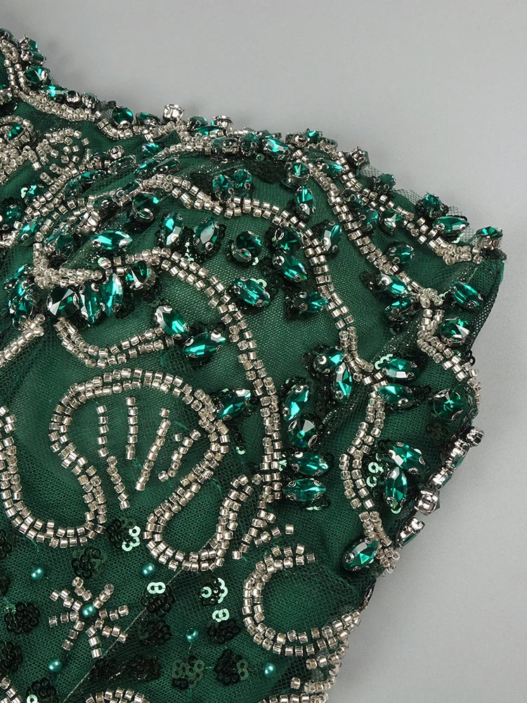 VC Enchanting Sleeveless Beaded Strapless Dress for Special Occasions Party Evening Gown