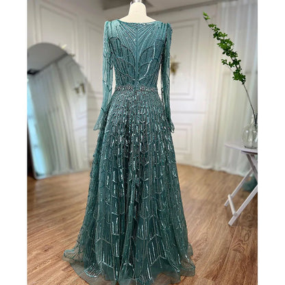 Serene Hill Muslim Designer  Caramel A Line Elegant Beaded Evening Dresses Gowns For Party 2025 LA71940 Customized
