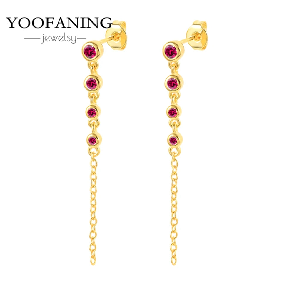 925 Sterling Silver Ear Needle Fashion Exquisite Hoop Earrings  Classic Rose Red Series Earrings for Women Patty Jewelry Gift