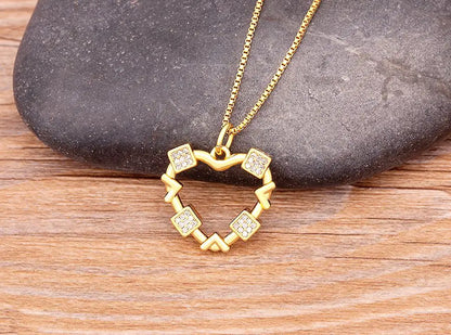 Nidin Romantic Simple Heart-shaped Necklaces Exquisite Crystal Zircon Pendant Gold Plated Clavicle Chain Women's Wedding Jewelry