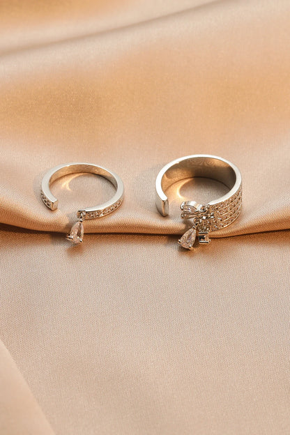 ZAKOL Brand Korea Multilayer Zircon Engagement Open Rings for Women Fashion Water Drop Party Jewelry