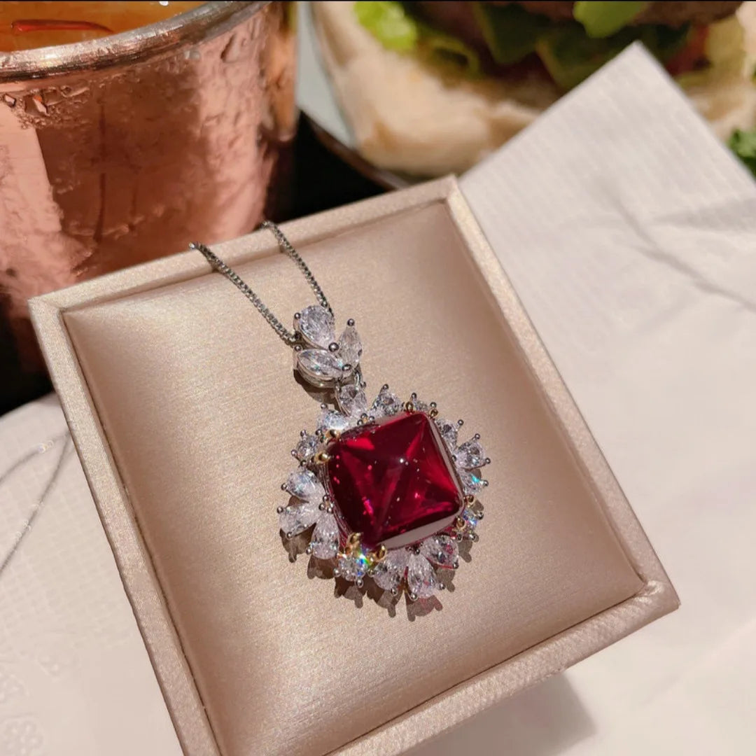 Imitation Jewelry Set Diamond Explosion Flash Hot New Luxury Pendant Necklace Female Earrings Set