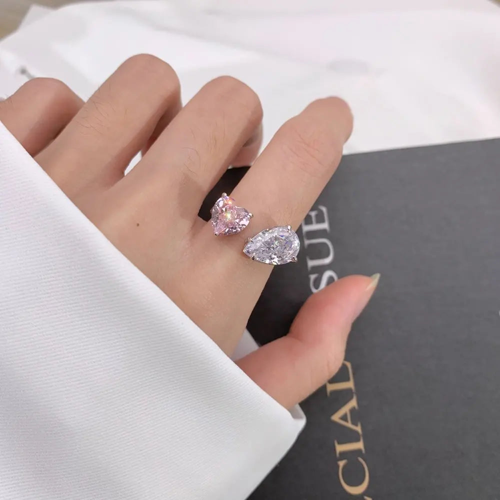 EUREKA 925 Sterling Silver Crushed Ice Cut Lab Pink Sapphire Gemstone Ring For Women Wedding Engagement Jewelry