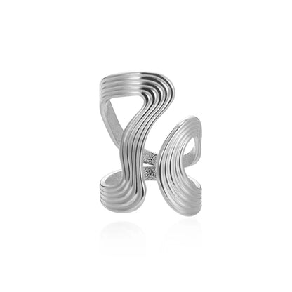 Stainless Steel Irregular Wave Rings For Women Creative Gold Color Adjustable Open Ring Female Jewelry Punk Rapper Anillos Gifts