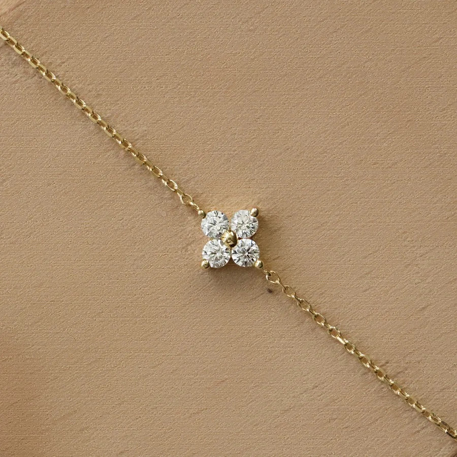 CCFJOYAS 100% 925 Sterling Silver Mini Flower Zircon Bracelet for Girl Minimalist 18k Gold Plated Lucky Bracelet Fine Jewelry