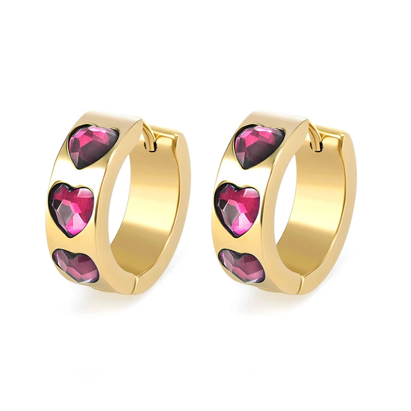 925 Sterling Silver Ear Needle Fashion Exquisite Hoop Earrings  Classic Rose Red Series Earrings for Women Patty Jewelry Gift