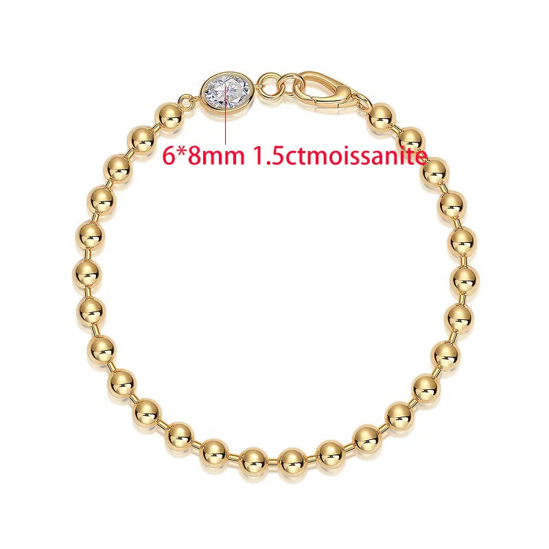 TFGLBU New Full Excellent Cut Moissanite Bracelet for Woman 18k Gold Plated Bangle S925 Sterling Silver Jewelry Party Wholesale