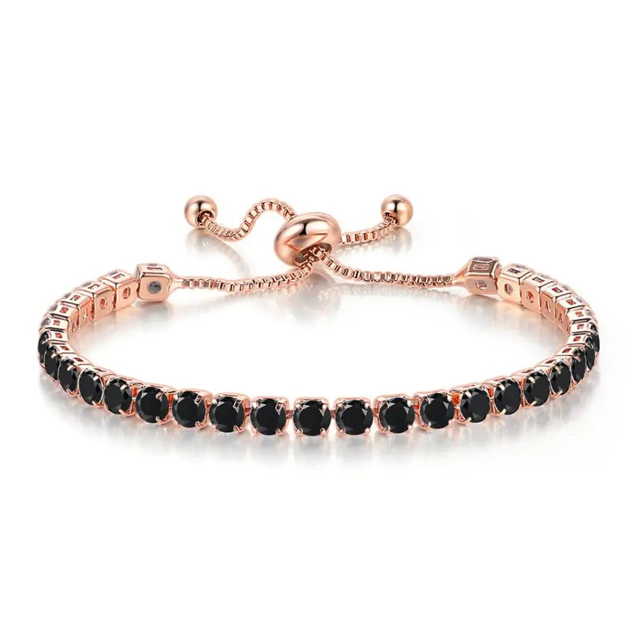 Adjustable Colorful Birthstone Tennis Bracelets for Women 4MM Crystal Bangle Girls Hand Chain Trend Jewelry Accessories H133