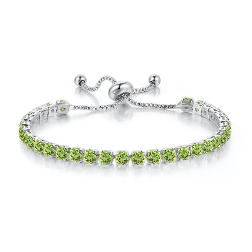 Adjustable Colorful Birthstone Tennis Bracelets for Women 4MM Crystal Bangle Girls Hand Chain Trend Jewelry Accessories H133