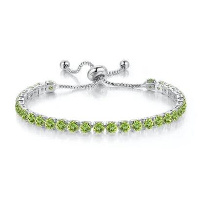 Adjustable Colorful Birthstone Tennis Bracelets for Women 4MM Crystal Bangle Girls Hand Chain Trend Jewelry Accessories H133