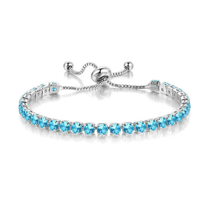 Adjustable Colorful Birthstone Tennis Bracelets for Women 4MM Crystal Bangle Girls Hand Chain Trend Jewelry Accessories H133