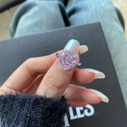 EUREKA 925 Sterling Silver Crushed Ice Cut Lab Pink Sapphire Gemstone Ring For Women Wedding Engagement Jewelry