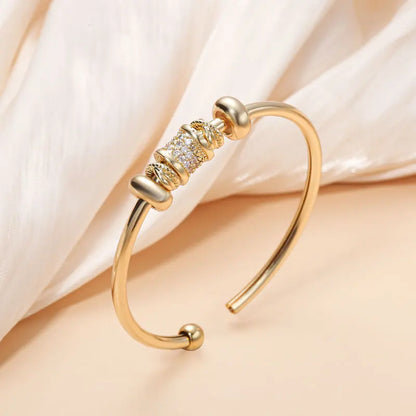 Gold Plated Cuff Bangle Copper Material Cubic Zircon Stone Rhodium Plated Size Adjustable Cuff Bracelet Girl Fashion
