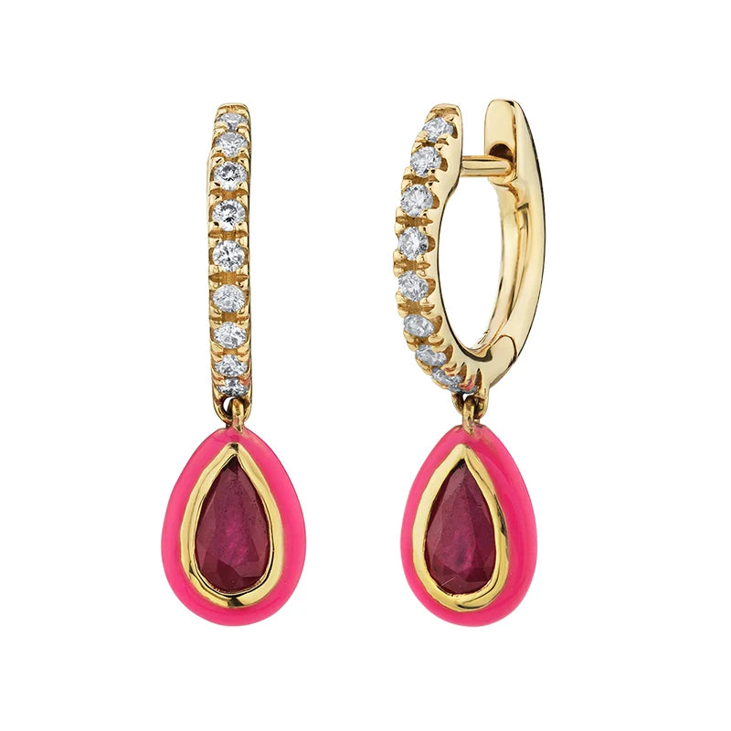 925 Sterling Silver Ear Needle Fashion Exquisite Hoop Earrings  Classic Rose Red Series Earrings for Women Patty Jewelry Gift