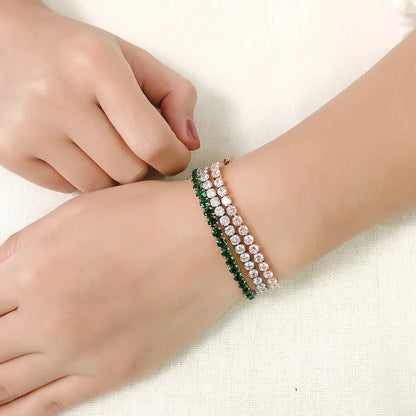 Adjustable Colorful Birthstone Tennis Bracelets for Women 4MM Crystal Bangle Girls Hand Chain Trend Jewelry Accessories H133