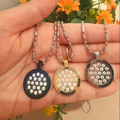 Fashion Necklace Natural Stone Pendants Stainless Steel Abalone Zircon Healing Balance Jewelry with Box Women Gift