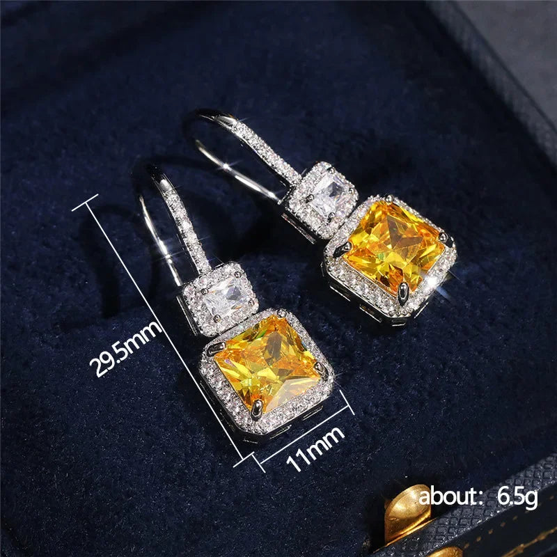2025 New Colorful Crystal Zircon Bridal Earrings, European and American Personalized Fashion Trend, High End Jewelry