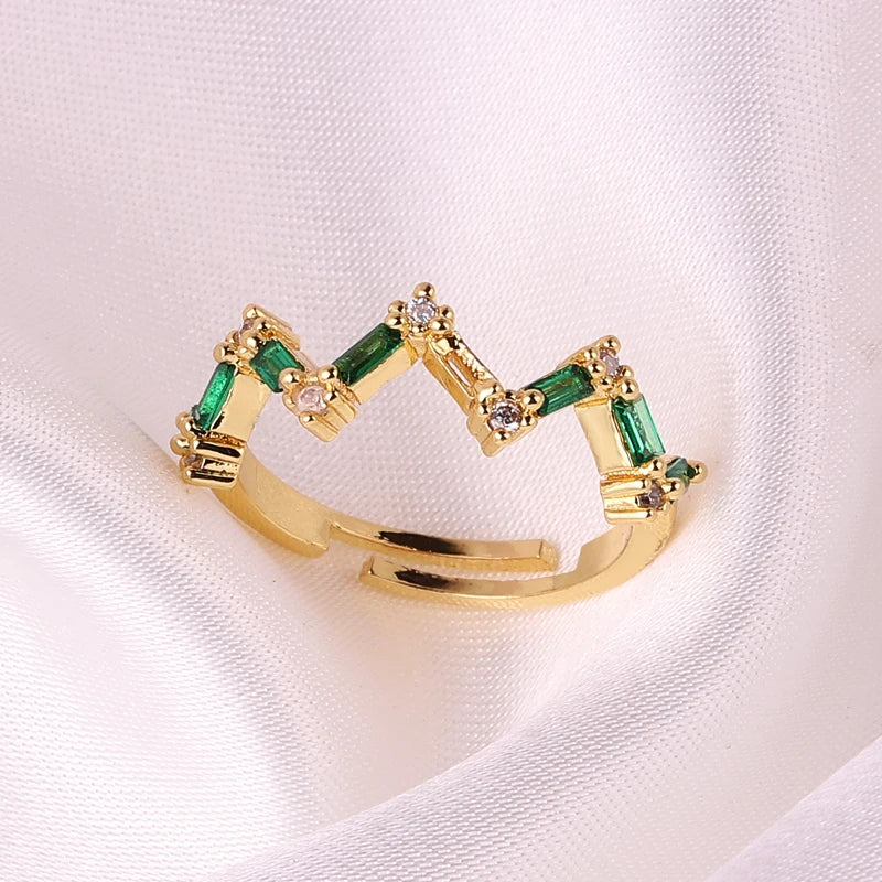 Fashion Green Cubic Zirconia 18K Gold Plated Emerald Crystal For Women Charm Bling Luxury CZ Zircon Jewelry New