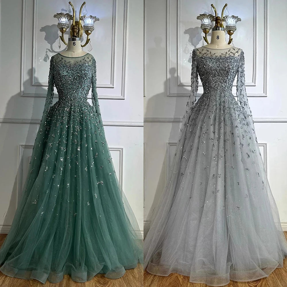 Luxury Elegant Turquoise Evening Dress Gown with Cape  for Formal Occasion 2025 LA72965 Serene Hill Customized