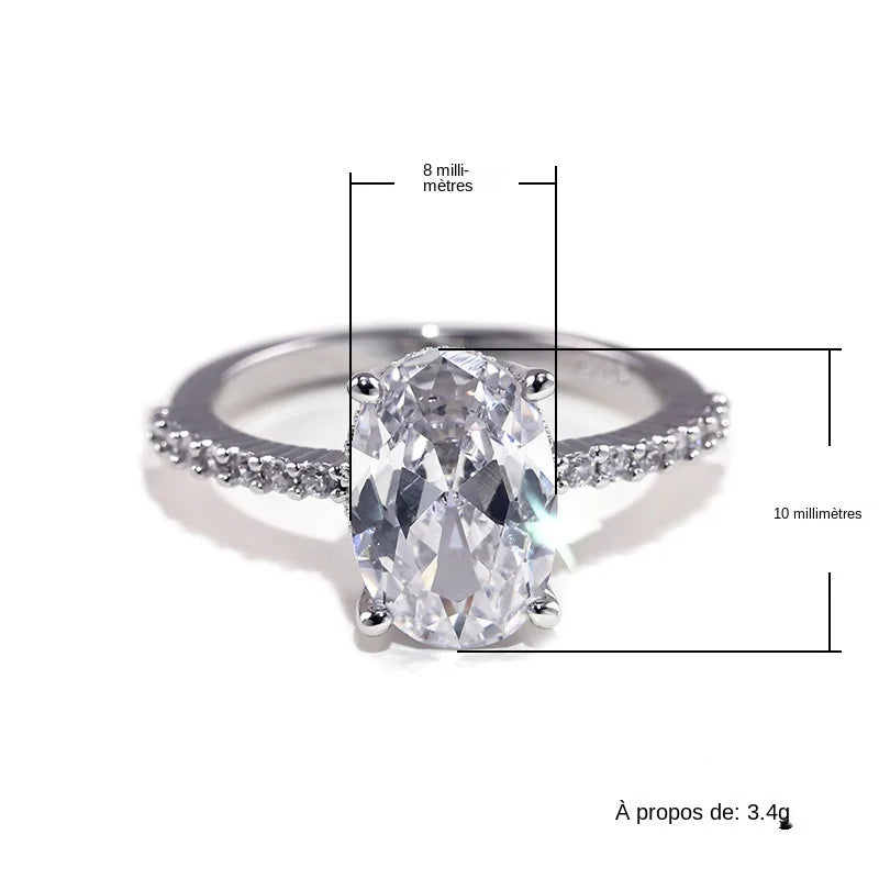 Huitan Oval Finger Ring Band Dazzling Brilliant CZ Stone Four Prong Setting Classic Wedding Anniversary Gift For Wife&Girlfriend