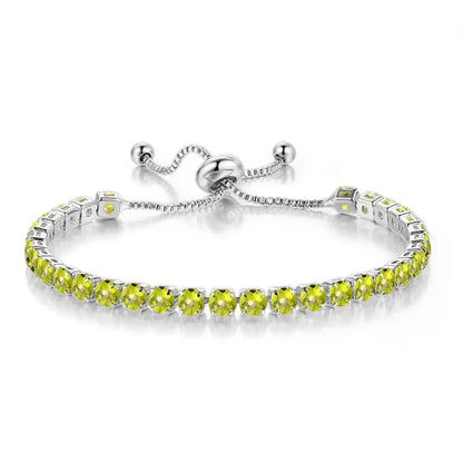Adjustable Colorful Birthstone Tennis Bracelets for Women 4MM Crystal Bangle Girls Hand Chain Trend Jewelry Accessories H133