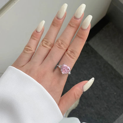 EUREKA 925 Sterling Silver Crushed Ice Cut Lab Pink Sapphire Gemstone Ring For Women Wedding Engagement Jewelry