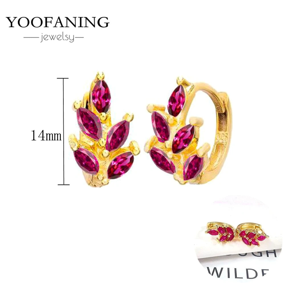 925 Sterling Silver Ear Needle Fashion Exquisite Hoop Earrings  Classic Rose Red Series Earrings for Women Patty Jewelry Gift