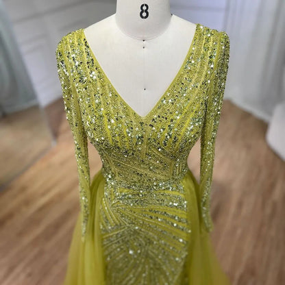 Serene Hill  Mermaid Beaded  Blue Muslim  Evening Dresses Gowns  with Detachable Skirt 2025  LA71750 Customized