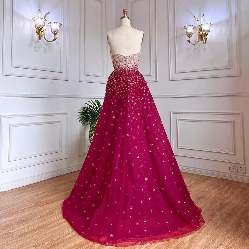 Serene Hill Blue Mermaid High Split With Skirt Sweetheart Strapless Beaded Party Dresses  Women Evening 2025 LA71796 Customized