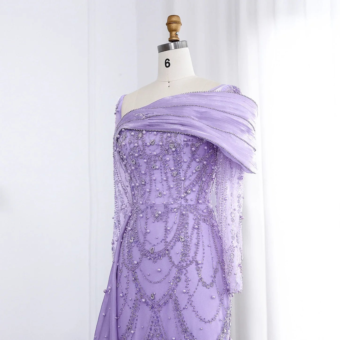 Sharon Said Nude Luxury Crystal Mermaid Evening Dress with Overskirt Long Sleeve Dubai Wedding Formal Prom Gown SS256 Customized