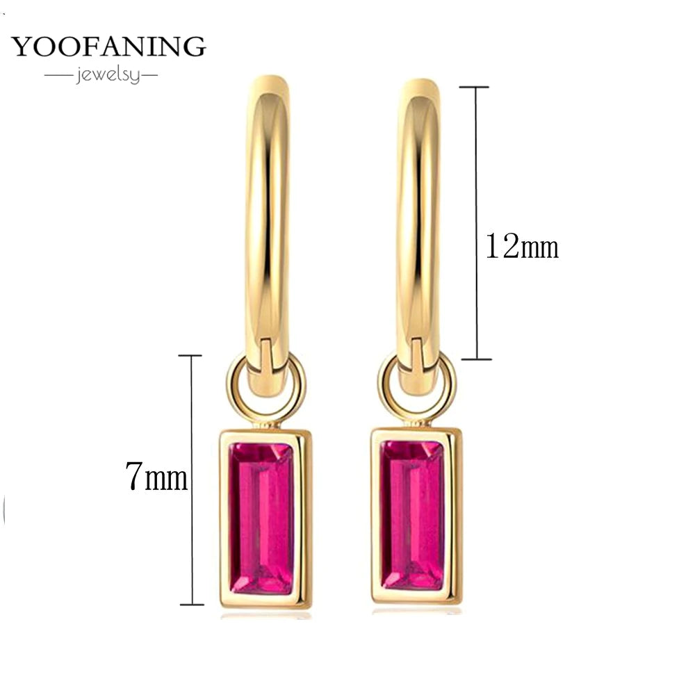 925 Sterling Silver Ear Needle Fashion Exquisite Hoop Earrings  Classic Rose Red Series Earrings for Women Patty Jewelry Gift