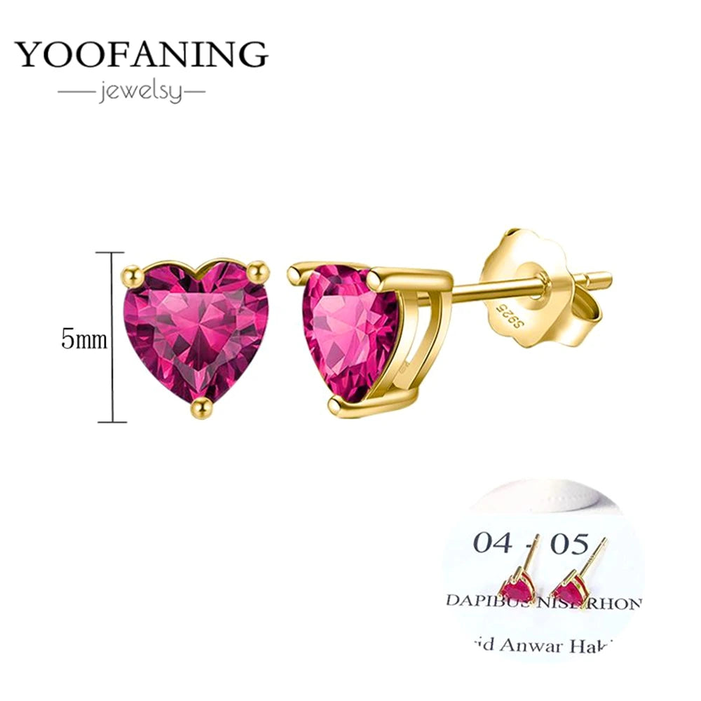 925 Sterling Silver Ear Needle Fashion Exquisite Hoop Earrings  Classic Rose Red Series Earrings for Women Patty Jewelry Gift