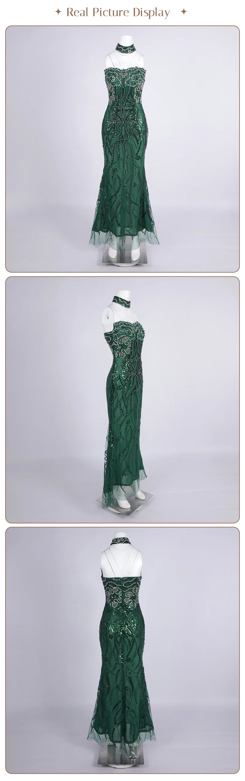 VC Enchanting Sleeveless Beaded Strapless Dress for Special Occasions Party Evening Gown