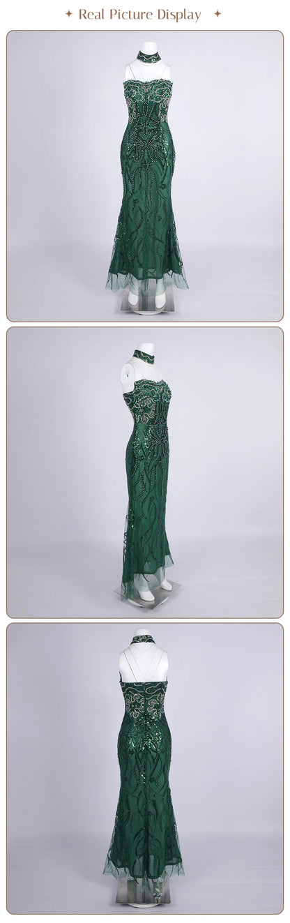 VC Enchanting Sleeveless Beaded Strapless Dress for Special Occasions Party Evening Gown