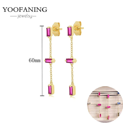 925 Sterling Silver Ear Needle Fashion Exquisite Hoop Earrings  Classic Rose Red Series Earrings for Women Patty Jewelry Gift